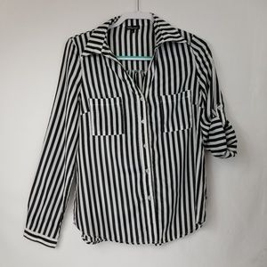 Countess Black and White striped shirt size L